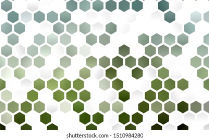 Light Green vector cover with set of hexagons. Illustration of colored hexagons on white surface. Pattern can be used for landing pages.