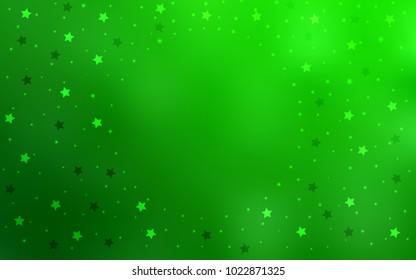 Light Green vector cover with small and big stars. Stars on blurred abstract background with gradient. The pattern can be used for wrapping gifts.