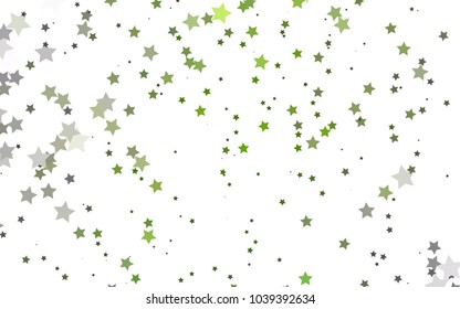 Light Green vector cover with small and big stars. Decorative shining illustration with stars on abstract template. Best design for your ad, poster, banner.
