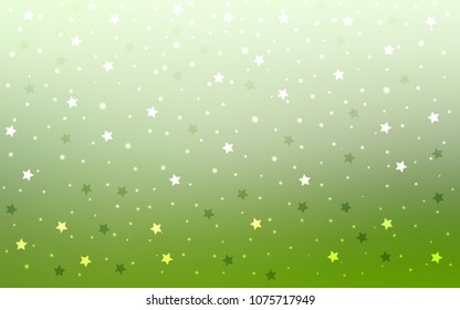 Light Green vector cover with small and big stars. Shining colored illustration with stars. Best design for your ad, poster, banner.