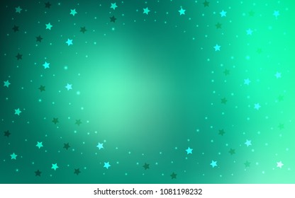 Light Green vector cover with small and big stars. Decorative shining illustration with stars on abstract template. The pattern can be used for websites.