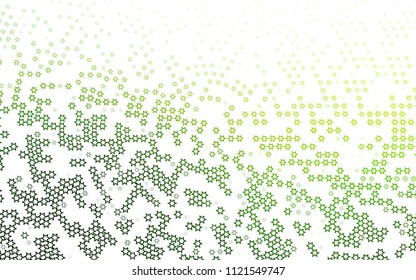 Light Green vector cover with small and big stars. Modern geometrical abstract illustration with stars. The pattern can be used for wrapping gifts.