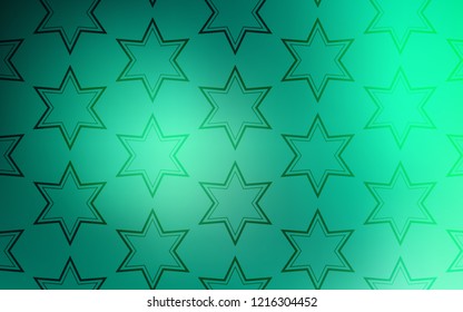 Light Green vector cover with small and big stars. Modern geometrical abstract illustration with stars. Pattern for websites, landing pages.