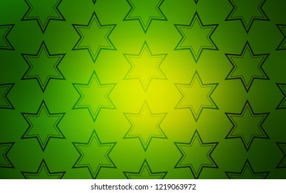 Light Green vector cover with small and big stars. Decorative illustration with stars on abstract template. Pattern for new year ad, booklets.