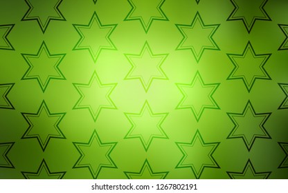 Light Green vector cover with small and big stars. Blurred decorative design in simple style with stars. Template for sell phone backgrounds.