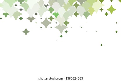 Light Green vector cover with small and big stars. Decorative shining illustration with stars on abstract template. The pattern can be used for websites.