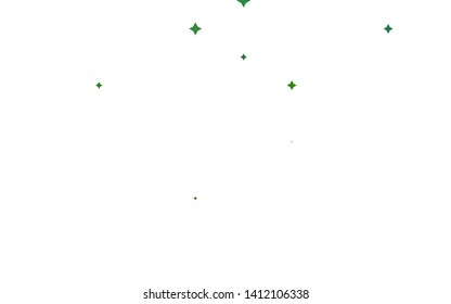 Light Green vector cover with small and big stars. Blurred decorative design in simple style with stars. The template can be used as a background.