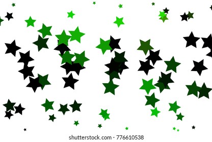 Light Green vector cover with small and big stars. Stars on blurred abstract background with gradient. The template can be used as a background.