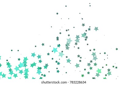 Light Green vector cover with small and big stars. Modern geometrical abstract illustration with stars. The pattern can be used for wrapping gifts.