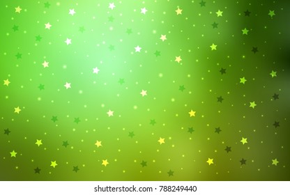 Light Green vector cover with small and big stars. Stars on blurred abstract background with gradient. The pattern can be used for wrapping gifts.