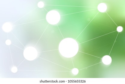 Light Green vector cover with spots, lines. Design with connection of dots and lines on colorful background. Pattern can be used for futuristic ad, booklets.