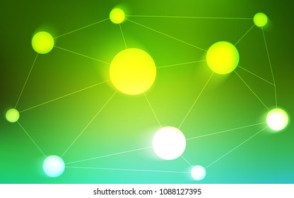 Light Green vector cover with spots, lines. Glitter abstract illustration with connection of triangle structure. Pattern can be used as texture of wallpapers.