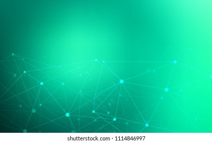 Light Green vector cover with spots, lines. Glitter abstract illustration with connection of triangle structure. Pattern can be used for futuristic ad, booklets.