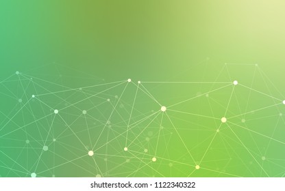 Light Green vector cover with spots, lines. Modern abstract colorful illustration with spheres and lines. Pattern can be used for beautiful websites.