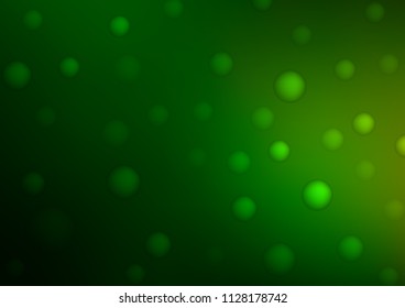 Light Green vector cover with spots. Blurred bubbles on abstract background with colorful gradient. Pattern can be used as texture of water, rain drops.