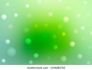 Light Green vector cover with spots. Illustration with set of shining colorful abstract circles. The pattern can be used for aqua ad, booklets.