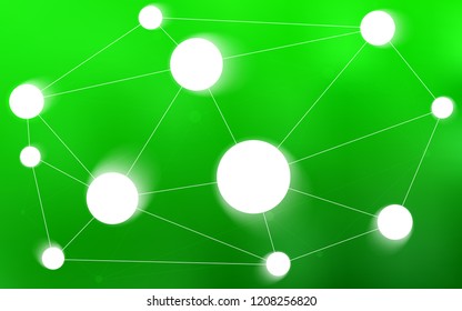 Light Green vector cover with spots, lines. Modern abstract colorful illustration with spheres and lines. Pattern can be used for ads, leaflets.
