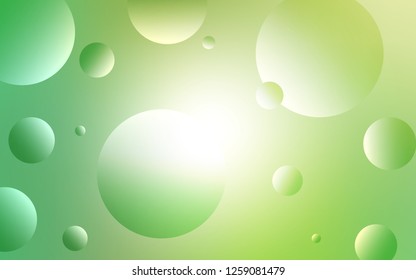 Light Green vector cover with spots. Blurred decorative design in abstract style with bubbles. Pattern can be used for futuristic ad, booklets.