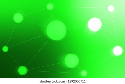 Light Green vector cover with spots, lines. Design with connection of dots and lines on colorful background. Pattern can be used for ads, leaflets.