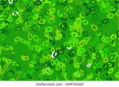 Light Green vector cover with spots. Glitter abstract illustration with blurred drops of rain. Design for business adverts.