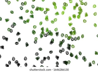 Hellgrüne Vektorillustration mit Flecken. Illustration mit leuchtenden bunten abstrakten Kreisen. Muster für Werbung, Prospekte.