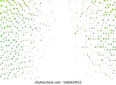 Light Green vector cover with symbols of gamble. Shining illustration with hearts, spades, clubs, diamonds. Smart design for your business advert of casinos.