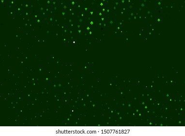 Light Green vector cover with symbols of gamble. Shining illustration with hearts, spades, clubs, diamonds. Pattern for leaflets of poker games, events.
