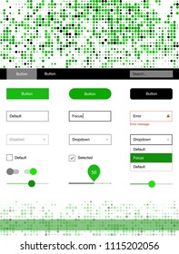 Light Green vector design ui kit with dots. Modern Style guide with colorful gradient circles in its header. This template you can use for landing pages.