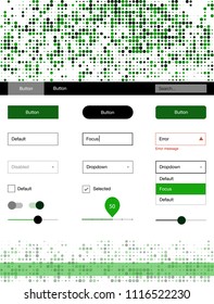 Light Green vector design ui kit with dots. Beautiful ui ux kit with colorful dots in its header. This template you can use for websites.
