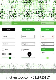 Light Green vector design ui kit with dots. Beautiful ui ux kit with colorful dots in its header. This template you can use for landing pages.