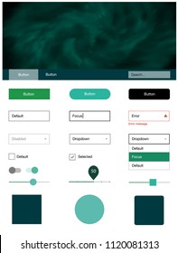 Light Green vector design ui kit with universe stars. Colorful ui/ux kit with header consisted of clouds & stars. This template you can use for landing pages.