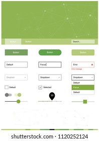 Light Green vector design ui kit with mosaic, circles. Simple Material Design Kit with colorful triangles, circles. Beautiful layout for websites, landing pages.