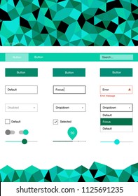 Light Green vector design ui kit with mosaic. Web ui kit with abstract gradient triangles in its header. This sample is for your website.