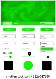 Light Green vector design ui kit with universe stars. Web ui kit with abstract gradient clouds in its header. Modern template for your landing page.
