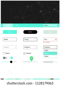 Light Green vector design ui kit with mosaic, circles. Style guide in polygonal style with triangles, circles. Simple colorful design for websites.