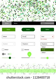 Light Green vector design ui kit with dots. Web ui kit with abstract gradient circles in its header. This sample is for your landing page.