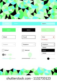 Light Green vector design ui kit with mosaic. Colorful Style guide with triangles on abstract background. Simple colorful design for websites.