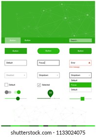 Light Green vector design ui kit with mosaic, circles. Ui Ux kit with colorful polygonal background in its header. Simple colorful design for websites.