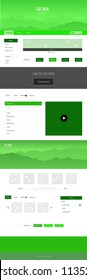 Light Green vector design ui kit with landscape. Beautiful ui ux kit with colorful mountains in its header. Template for website of outdoor activities.