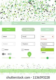 Light Green vector design ui kit with dots. Modern Style guide with colorful gradient circles in its header. Simple colorful design for websites.
