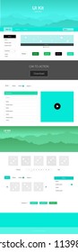 Light Green vector design ui kit with landscape. Beautiful ui ux kit with colorful mountains in its header. Modern template for your landing page.