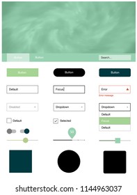 Light Green vector design ui kit with universe stars. Simple Material Design Kit with colorful clouds in header. Modern template for your landing page.