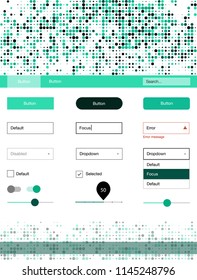 Light Green vector design ui kit with dots. Beautiful ui ux kit with colorful dots in its header. Beautiful layout for websites, landing pages.