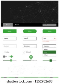 Light Green vector design ui kit with mosaic, circles. Style guide with triangles, circles on abstract background. This sample is for your landing page.