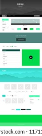 Light Green vector design ui kit with landscape. Web ui kit with abstract gradient hills in its header. This sample is for your tourist website.
