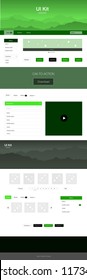 Light Green vector design ui kit with landscape. Colorful ui/ux kit with header consisted of hills & rocks. Template for website of outdoor activities.
