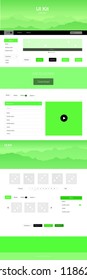 Light Green vector design ui kit with landscape. Colorful Style guide with mountains on abstract background. Sample for your landing page of tourism.