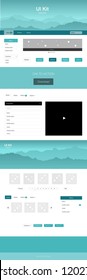 Light Green vector design ui kit with landscape. Modern Style guide with colorful gradient mountains in its header. Beautiful layout for websites, landing pages.