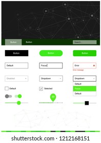 Light Green vector design ui kit with mosaic, circles. Style guide with triangles, circles on abstract background. Simple colorful design for websites.