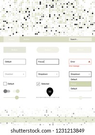 Light Green vector design ui kit with dots. Colorful ui/ux kit with header consisted of spheres. Beautiful layout for websites, landing pages.